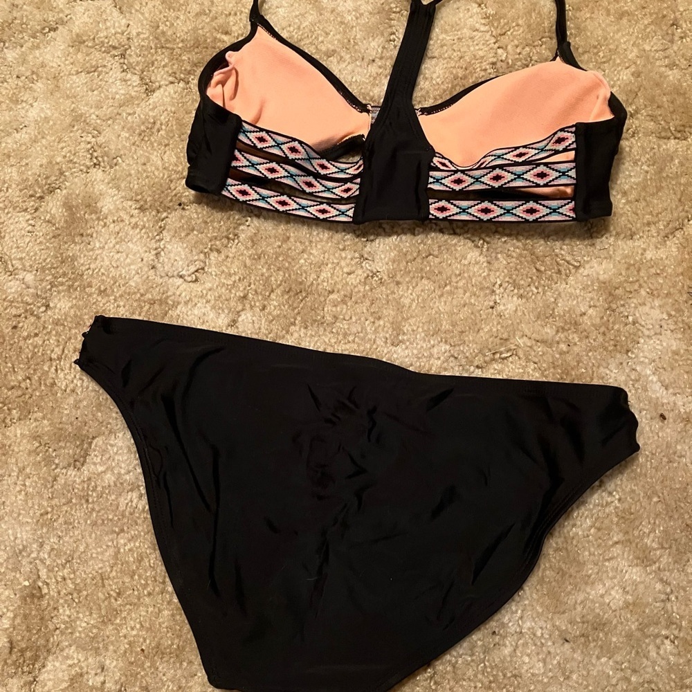 Xhilaration Family Friendly Black Bikini w Pink Accents Two Piece Swimwear - Picture 6 of 6